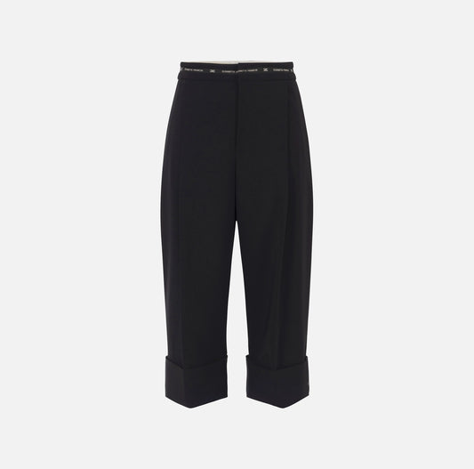 Bermuda shorts in lightweight crêpe fabric with logo ribbon