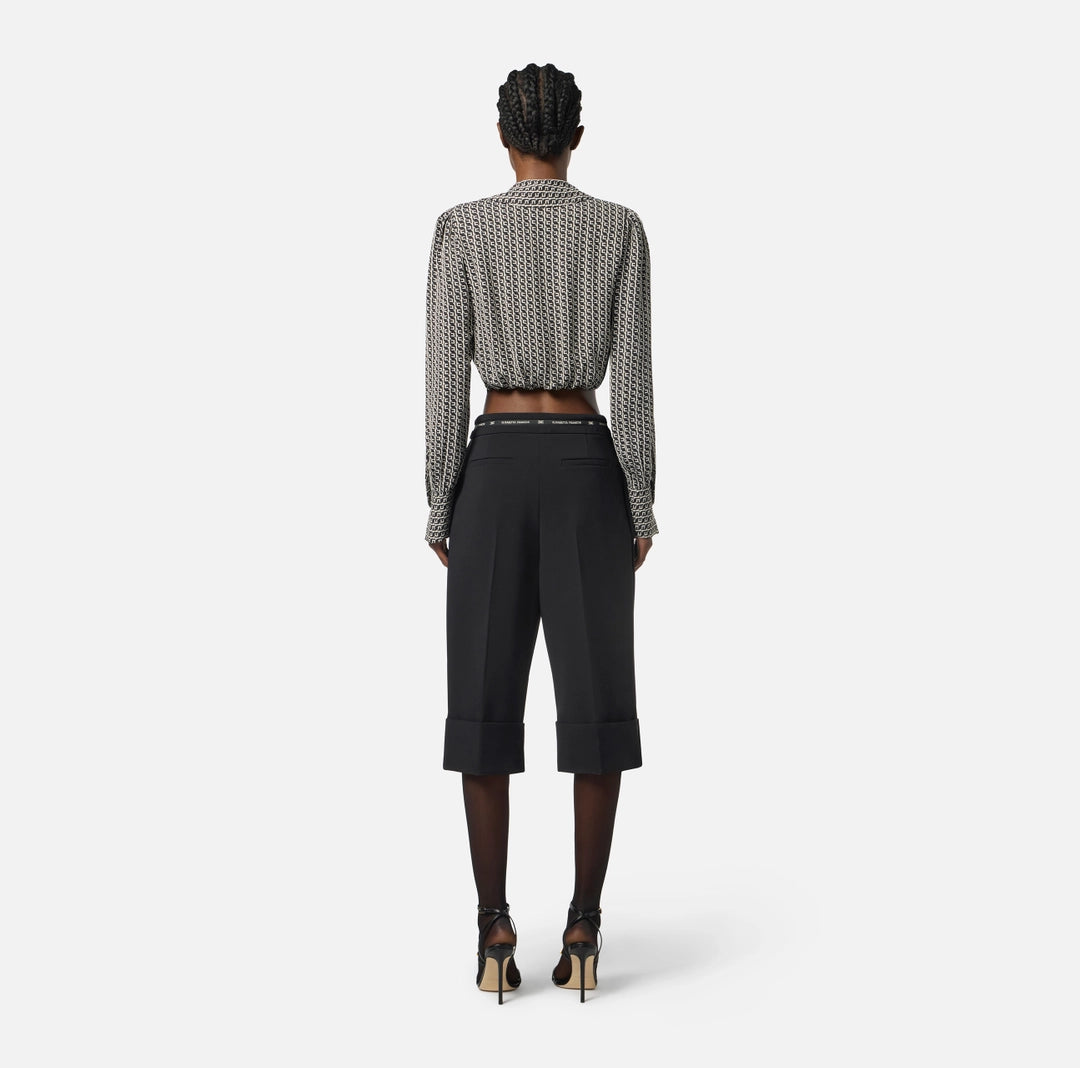 Bermuda shorts in lightweight crêpe fabric with logo ribbon