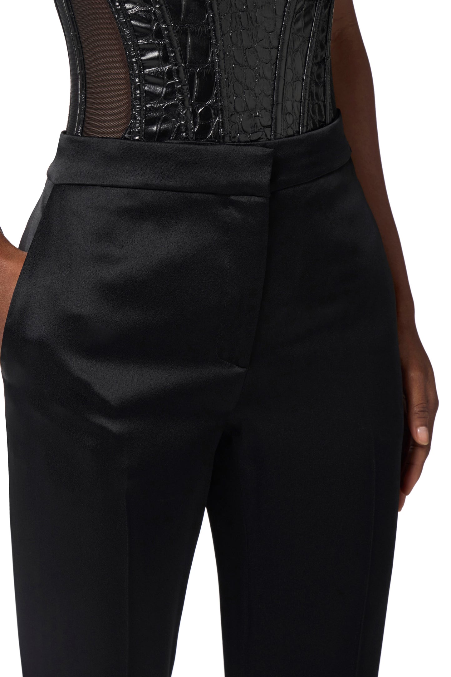 Satin trousers with slits