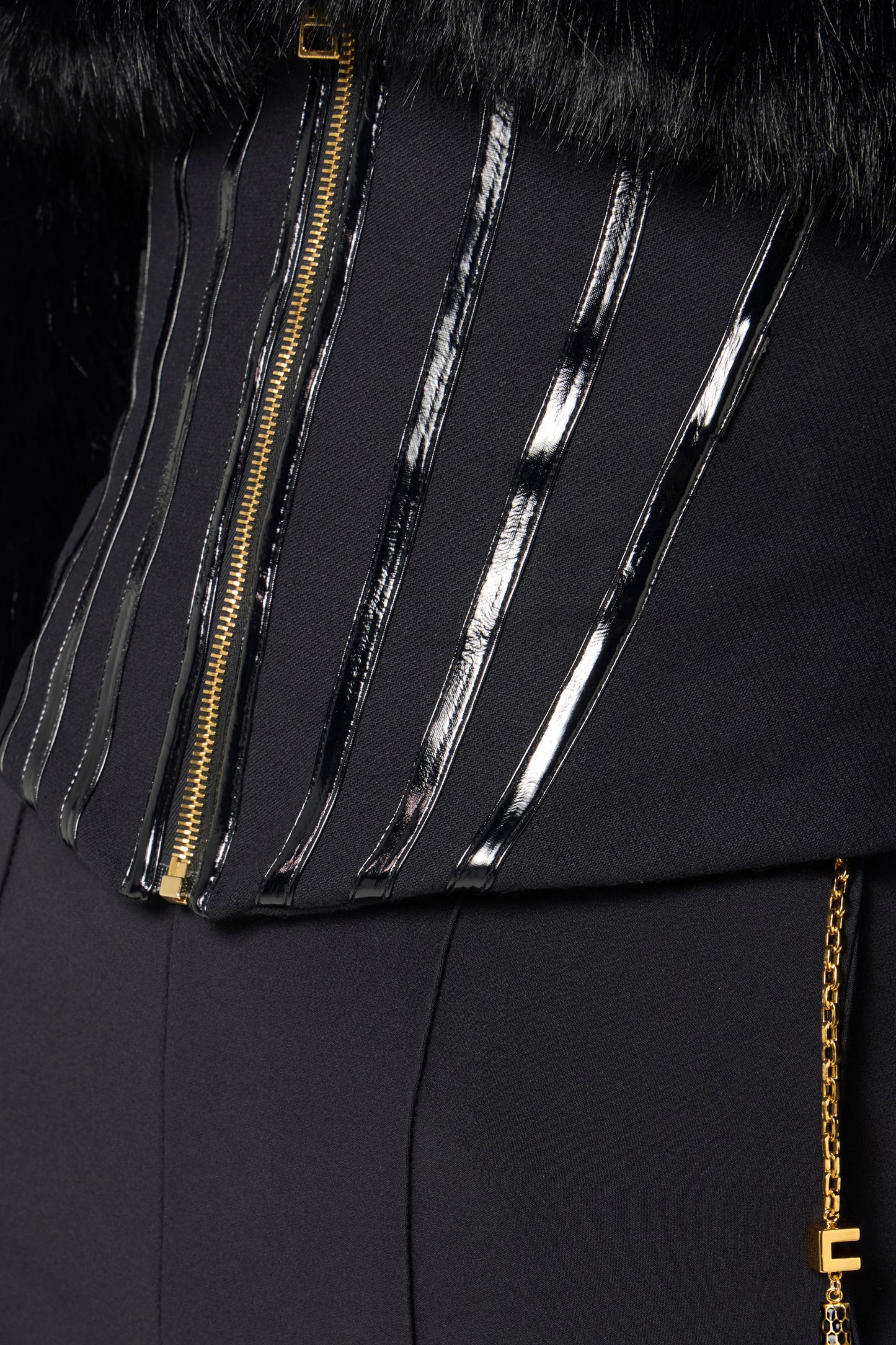 Trousers in lightweight crêpe fabric with jewel chain