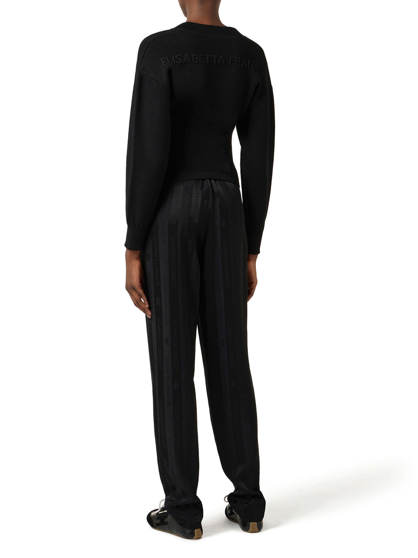 Satin trousers with jacquard stripes