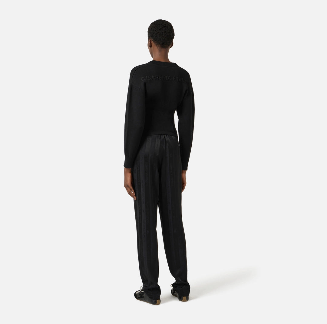 Satin trousers with jacquard stripes