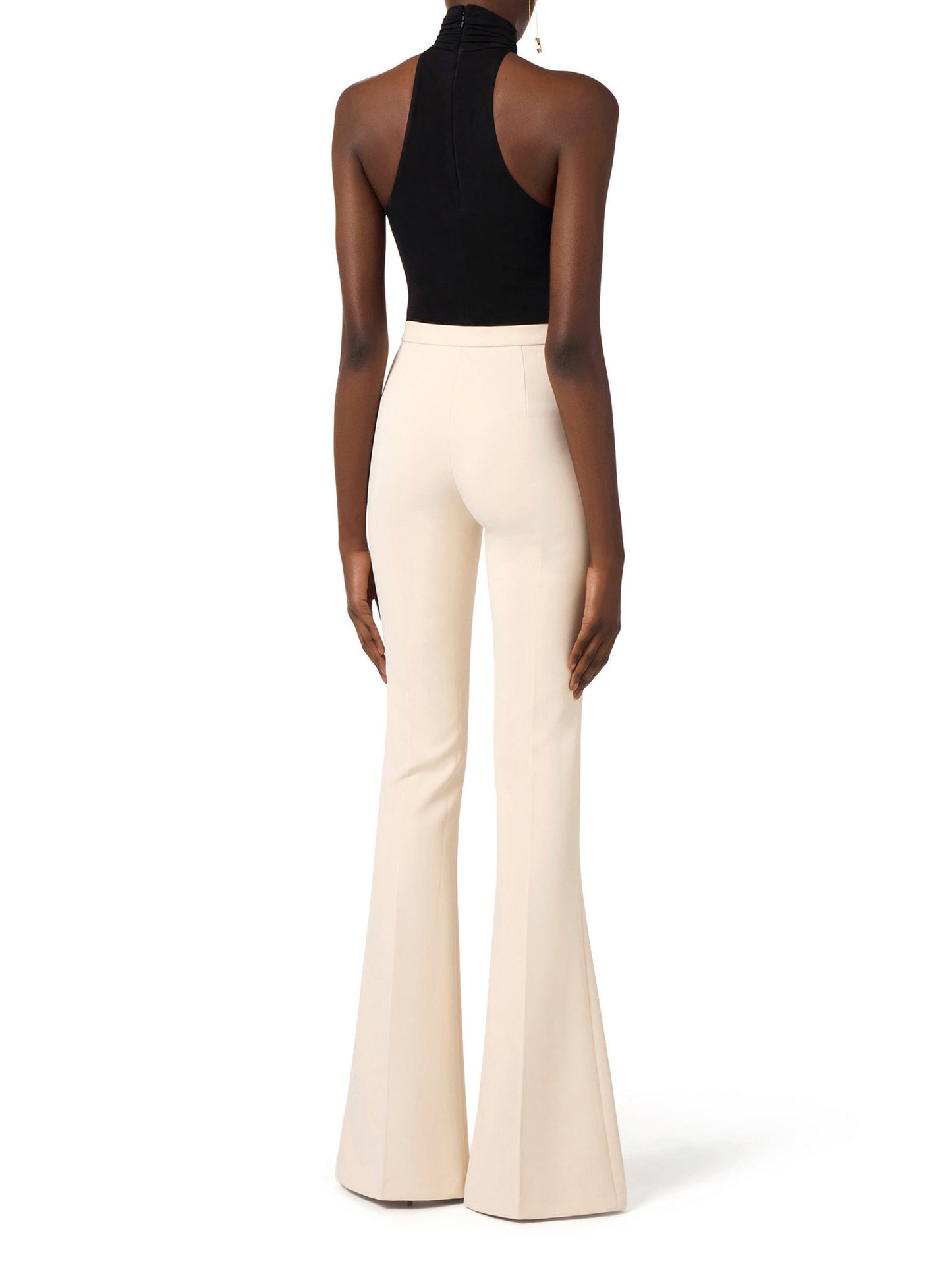 Trousers in lightweight crêpe fabric with cut-outs and slits