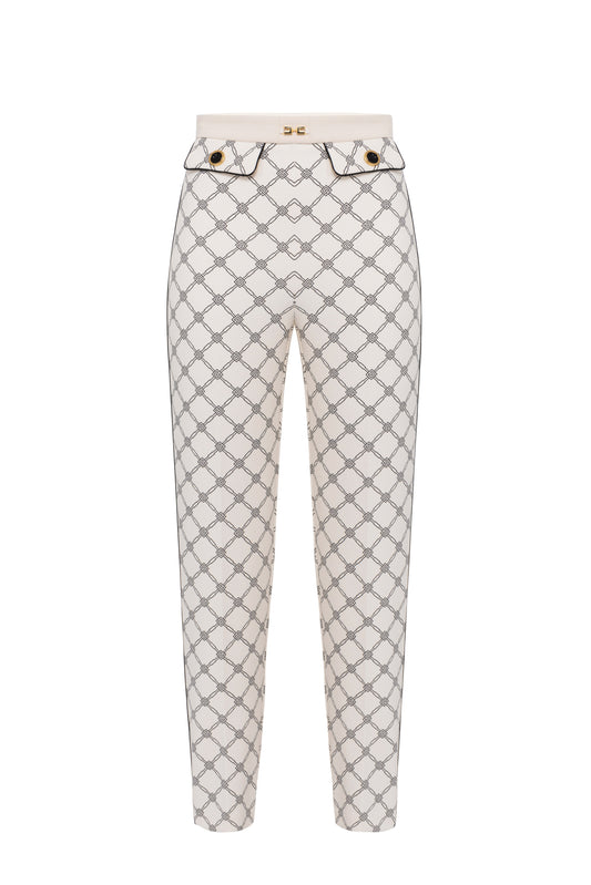 Trousers in crêpe fabric with diamond print