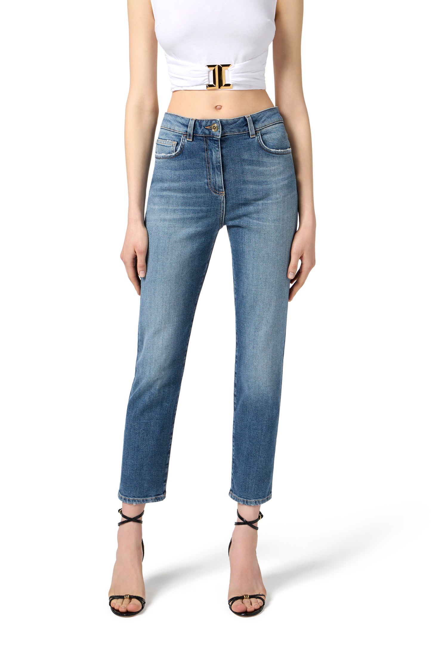 Jeans with embossed logo