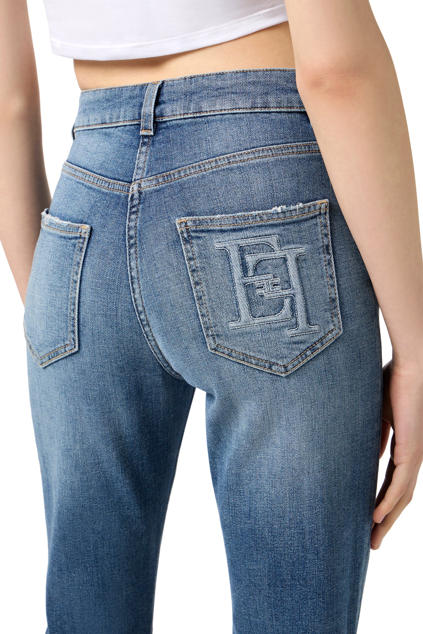 Jeans with embossed logo