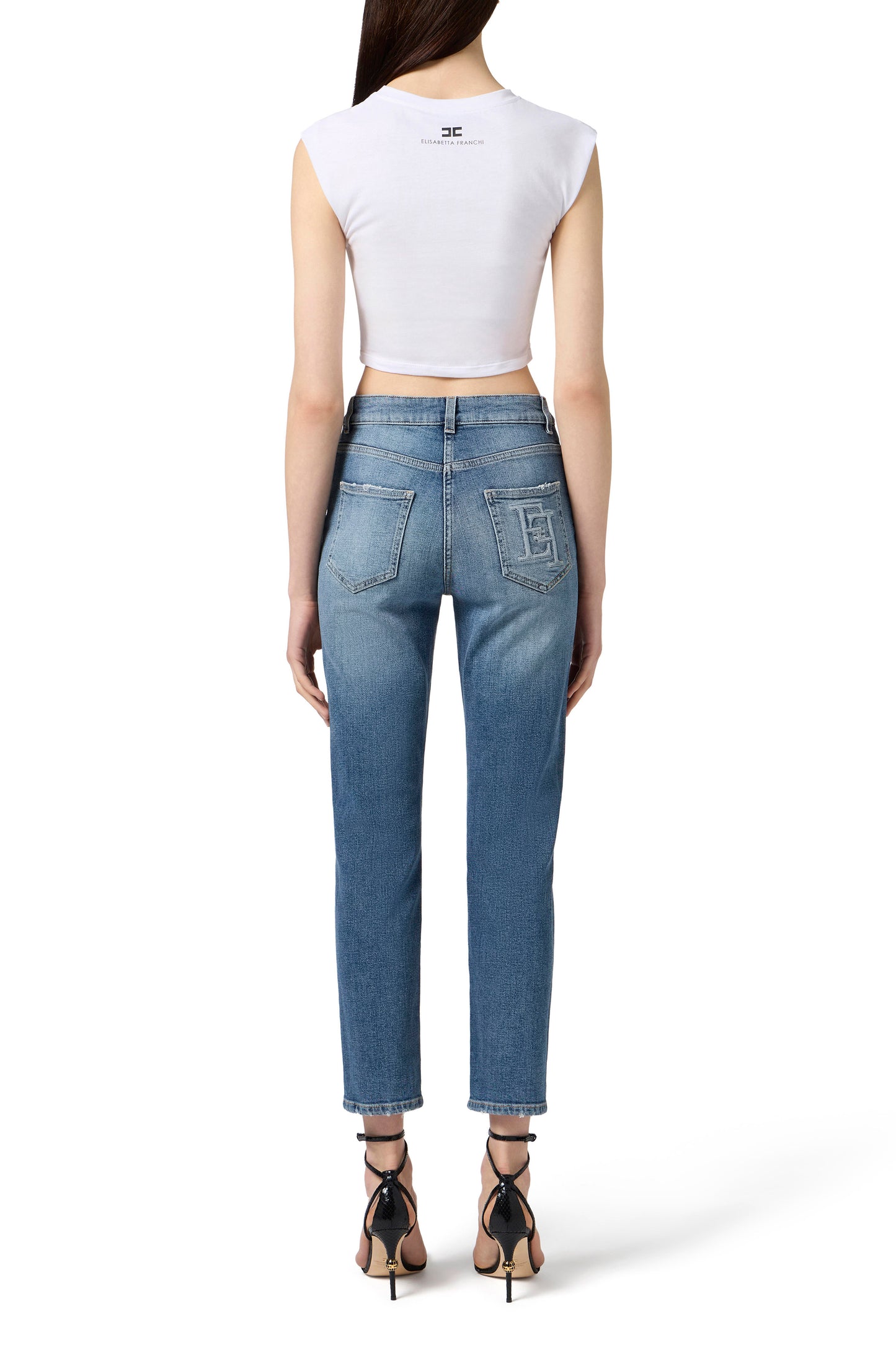 Jeans with embossed logo