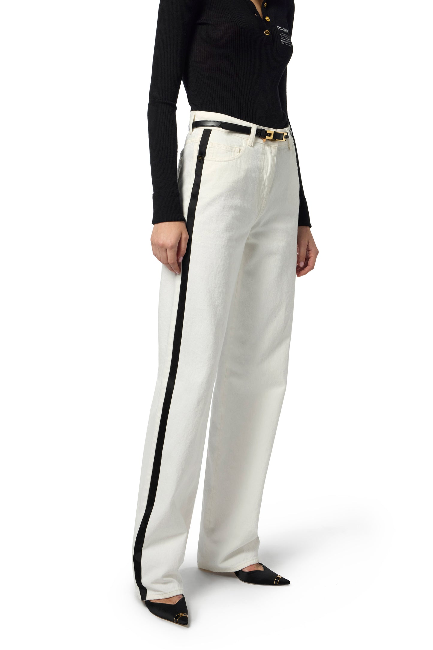 Jeans with satin bands