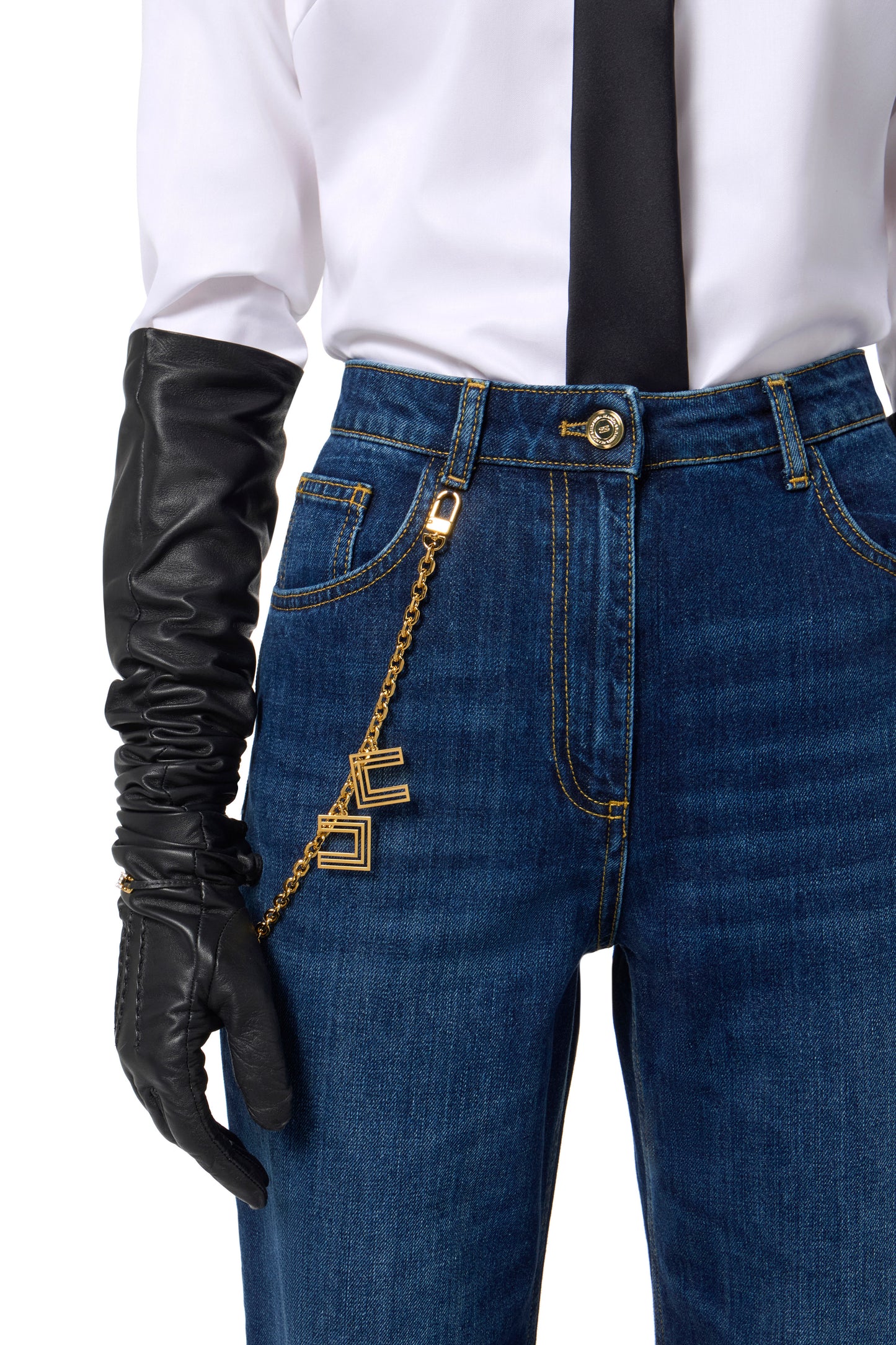 Jeans with jewel chain