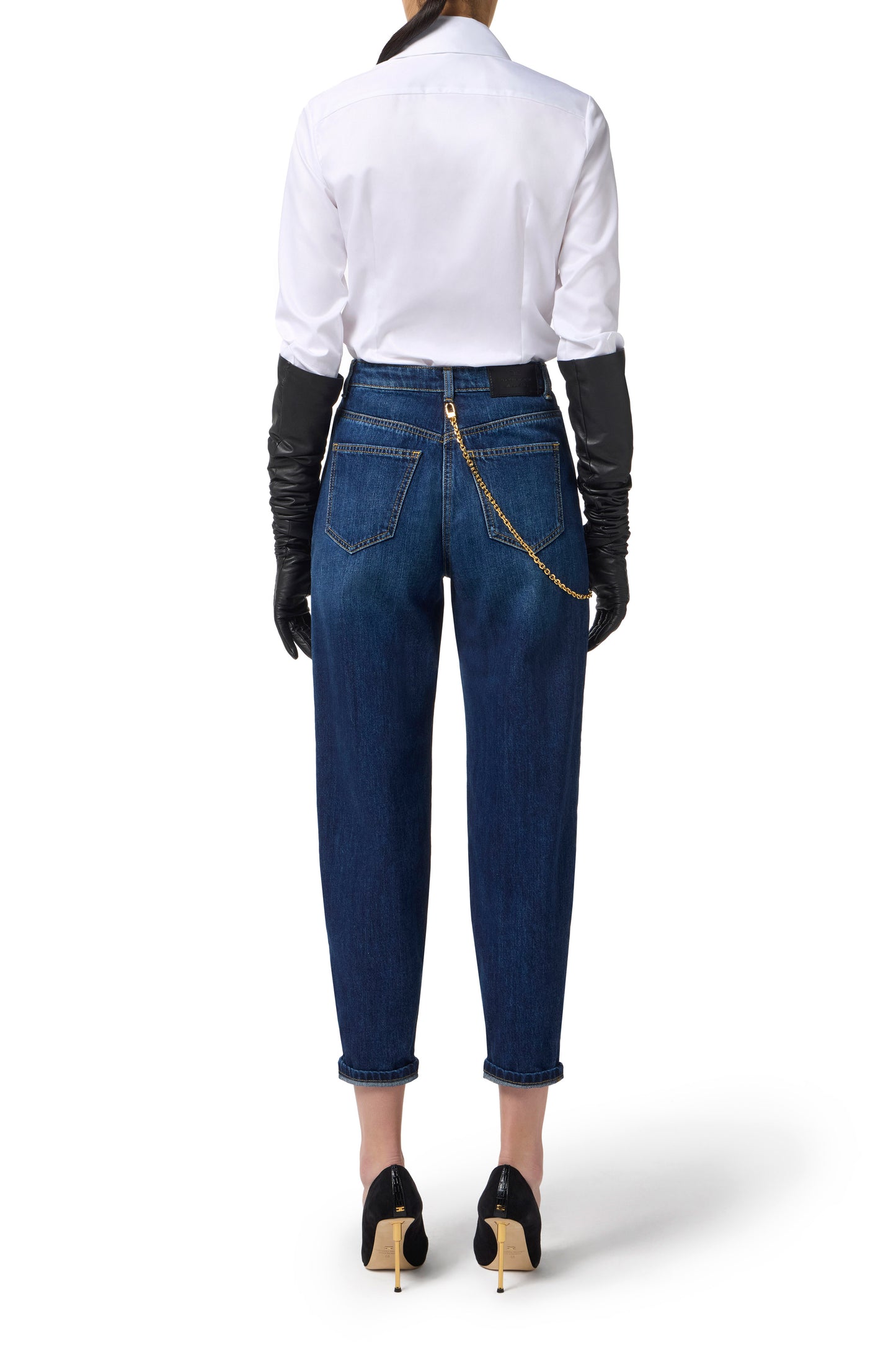Jeans with jewel chain