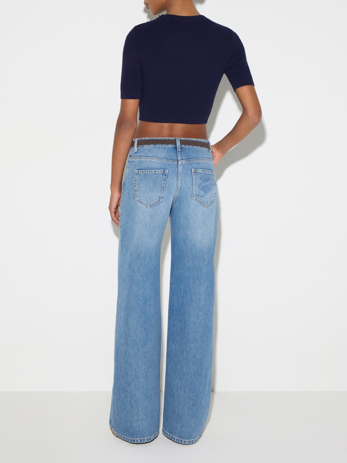 Palazzo jeans with belt