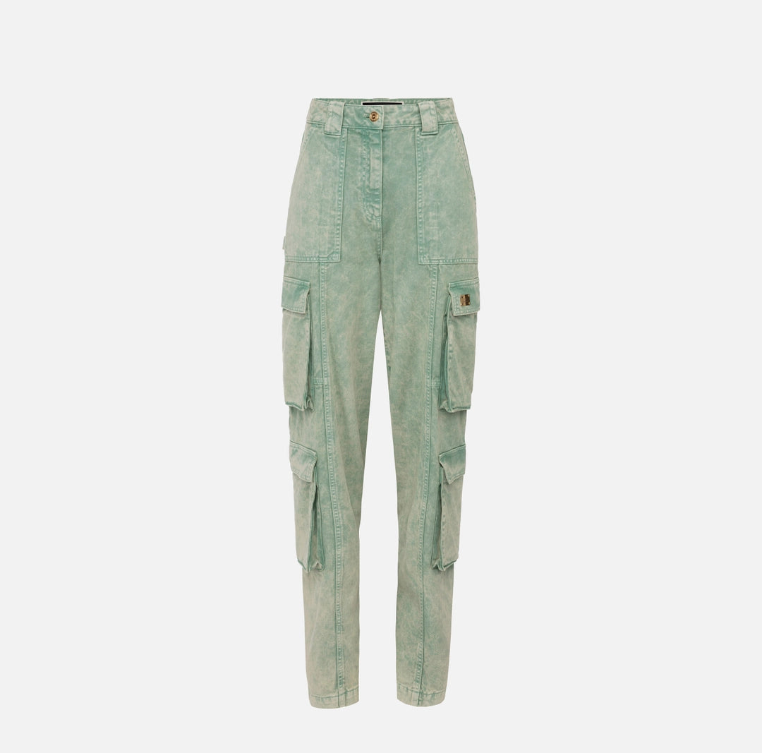 Coloured cargo jeans with back zip