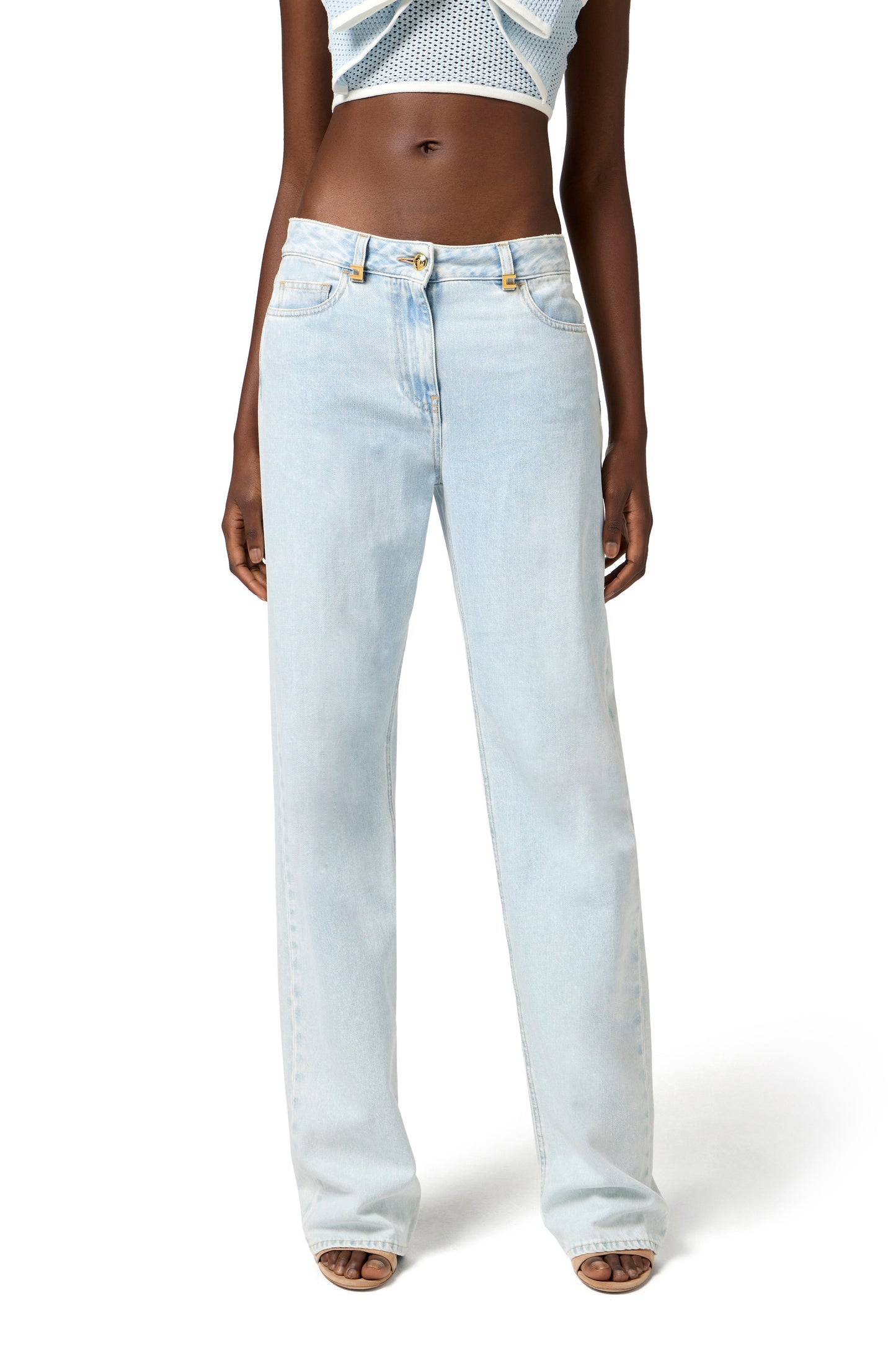 Palazzo jeans with logo details