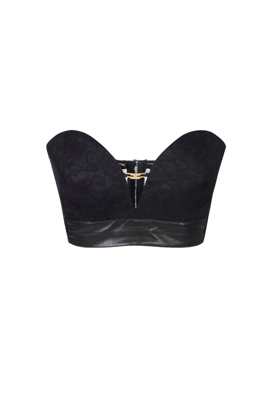 Bustier top in floral lace with jewel logo