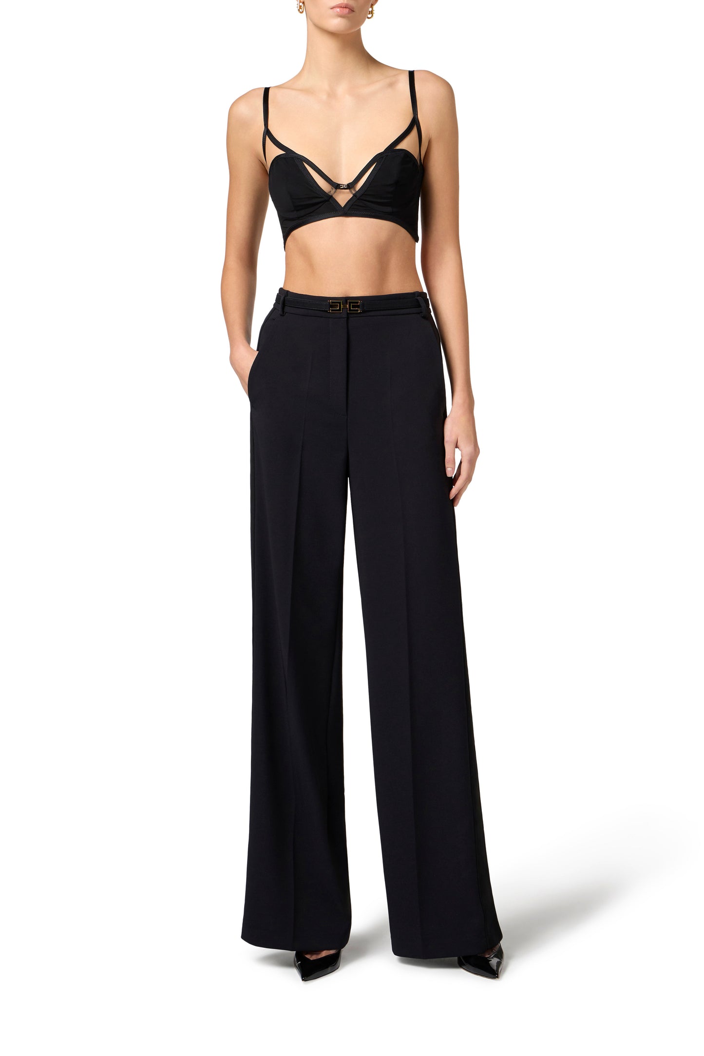 Stretch organza bra with logo detail