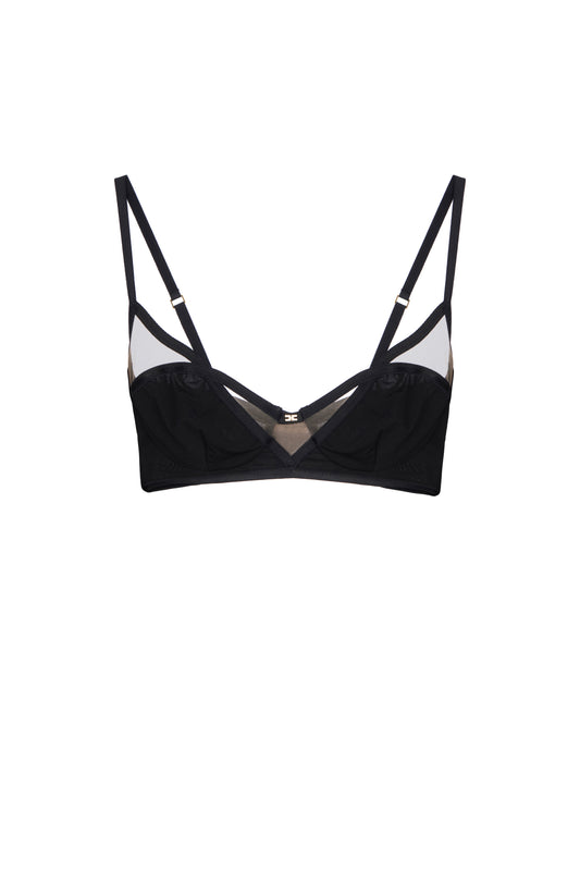 Stretch organza bra with logo detail