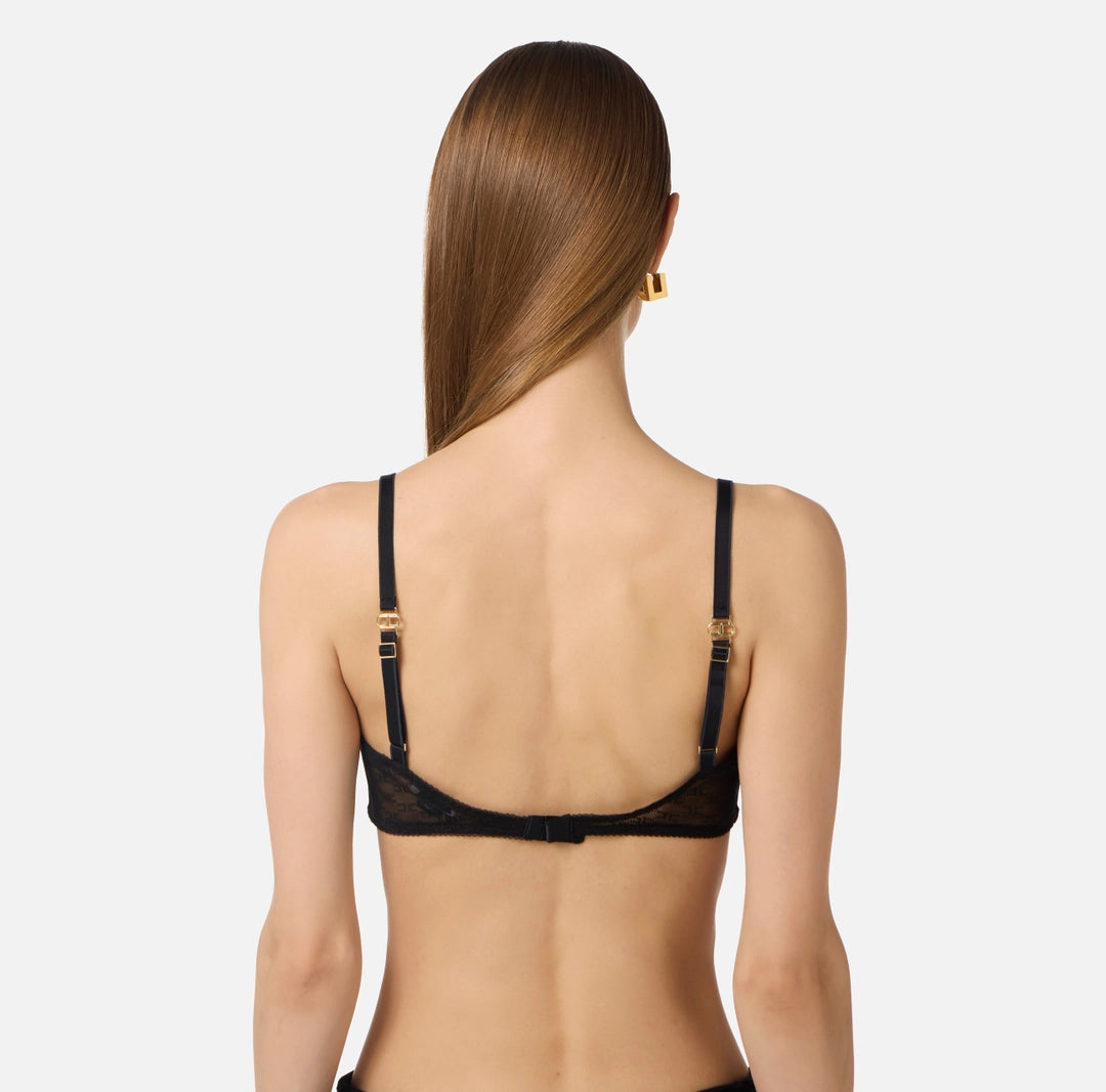 Bra in tulle fabric with monogram pattern
