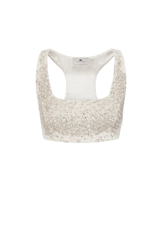 Top in lightweight crêpe fabric with crystals