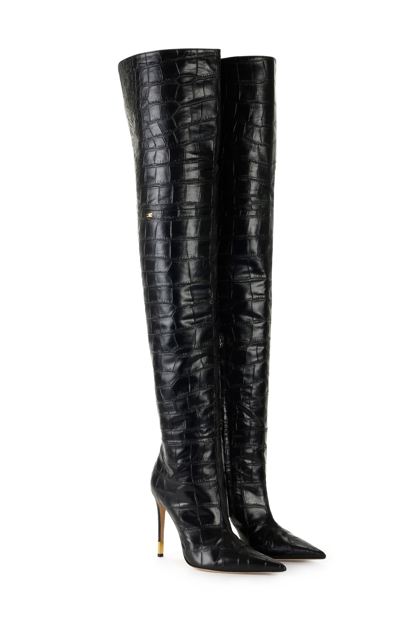 Boots with shiny crocodile print