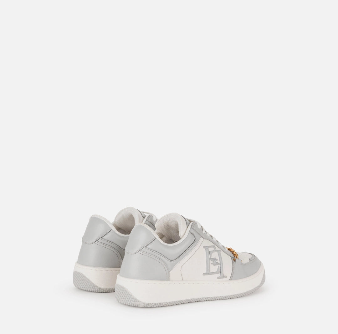 Leather sneakers with embroidered logo