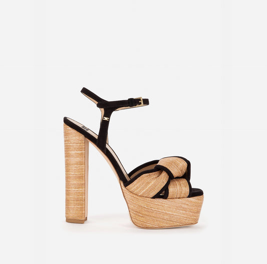 Raffia platform sandal