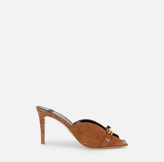 Riviera suede mules with jeweled logo