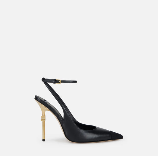Slingback Falcon in nappa e gros-grain