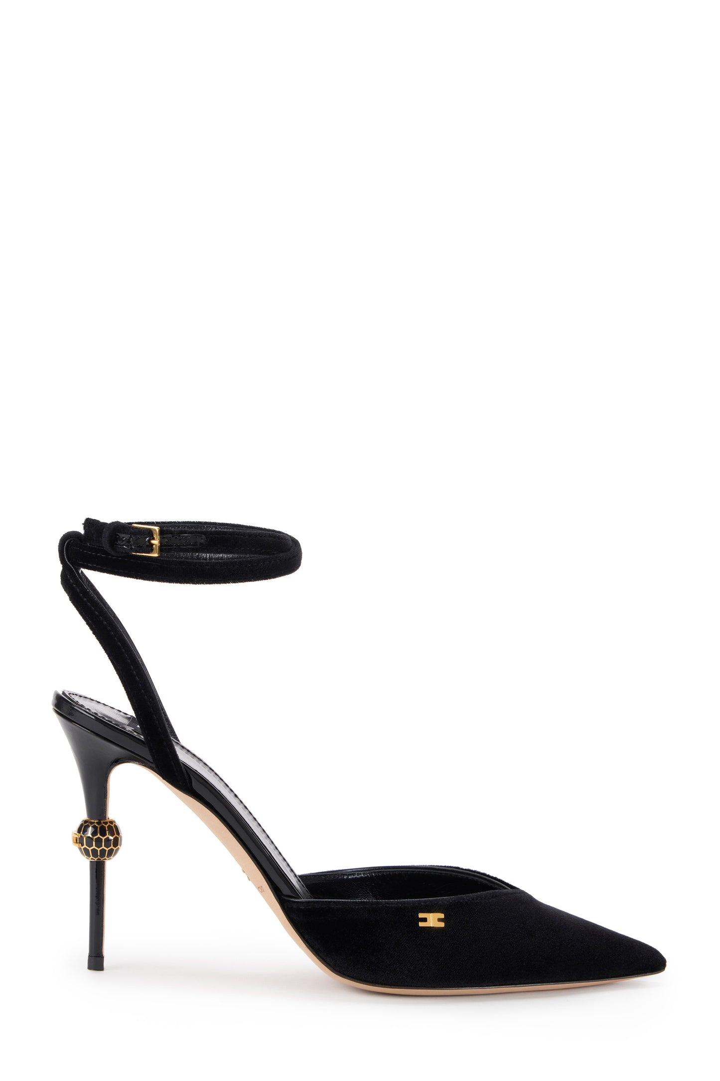 Leather slingbacks with jewel heel