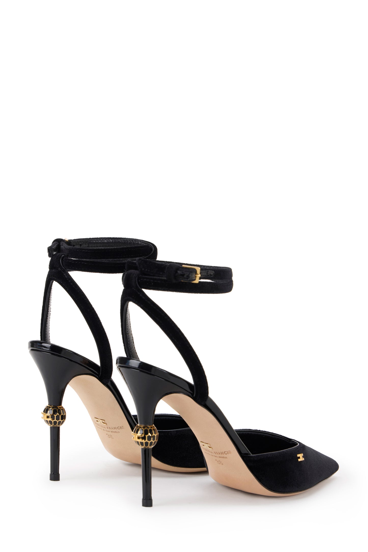 Leather slingbacks with jewel heel