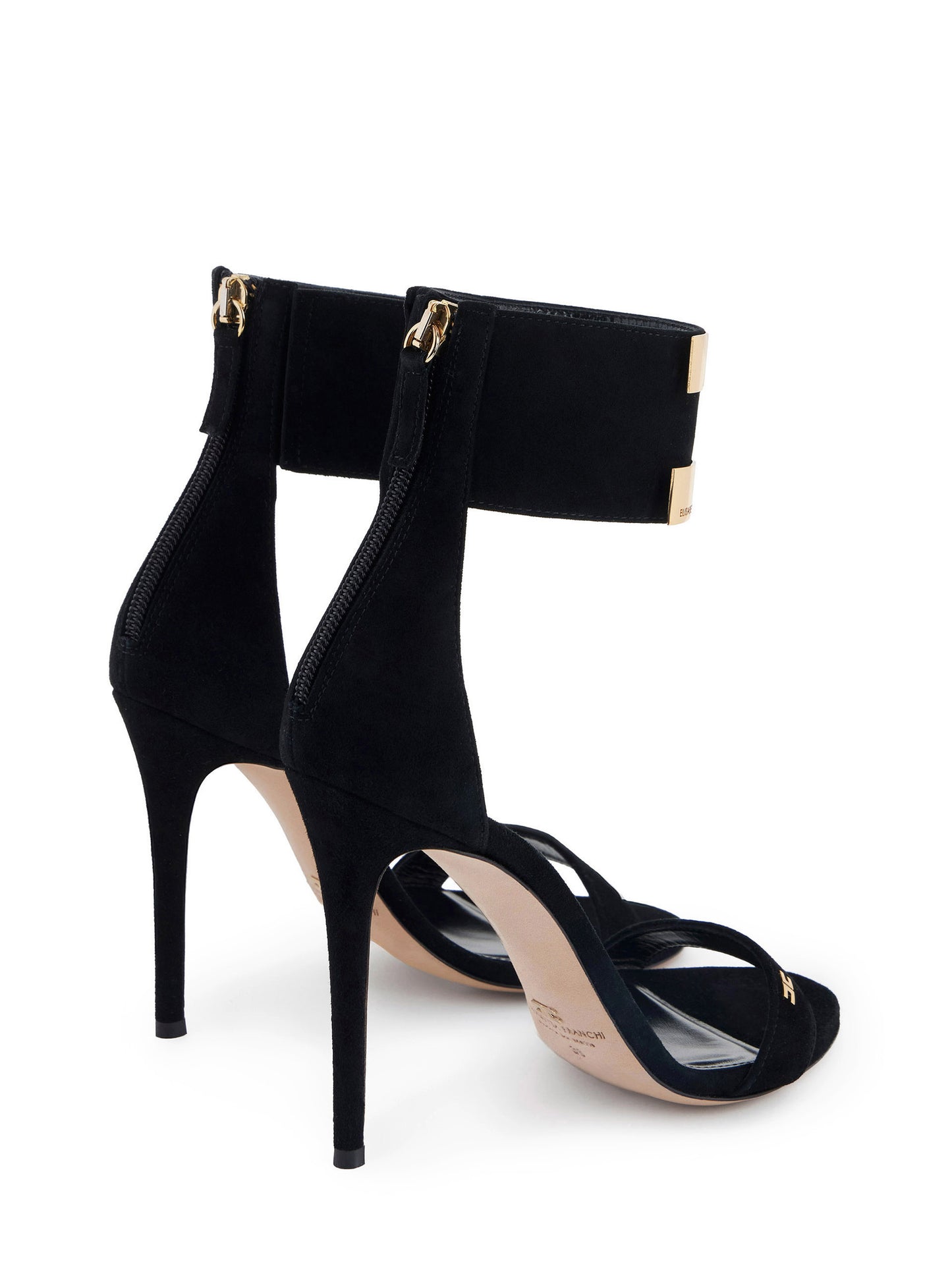 Suede sandals with jewel logo