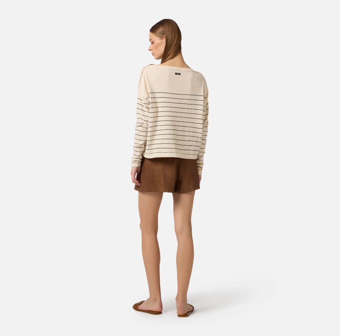 Linen-blend shorts with straps