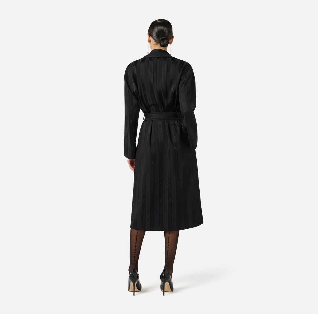 Satin trench coat with jacquard stripes