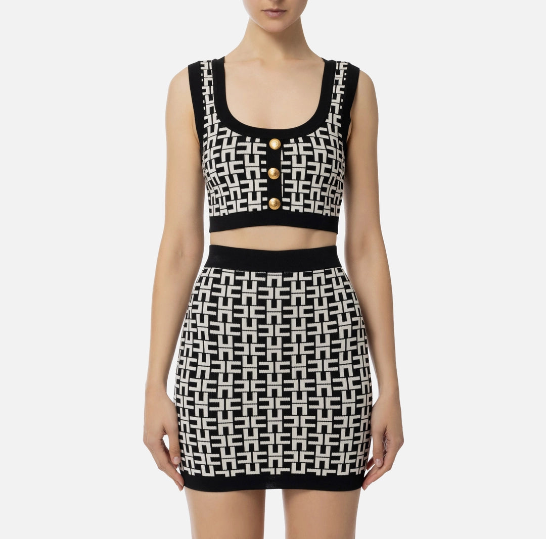 All-over jacquard logo top