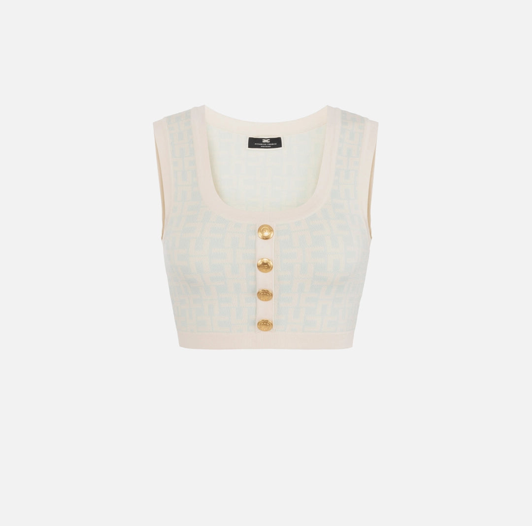 All-over jacquard logo top