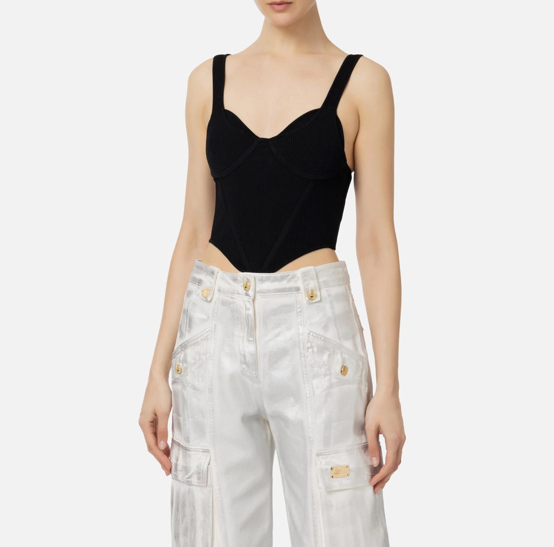 Fine ribbed viscose top with cups