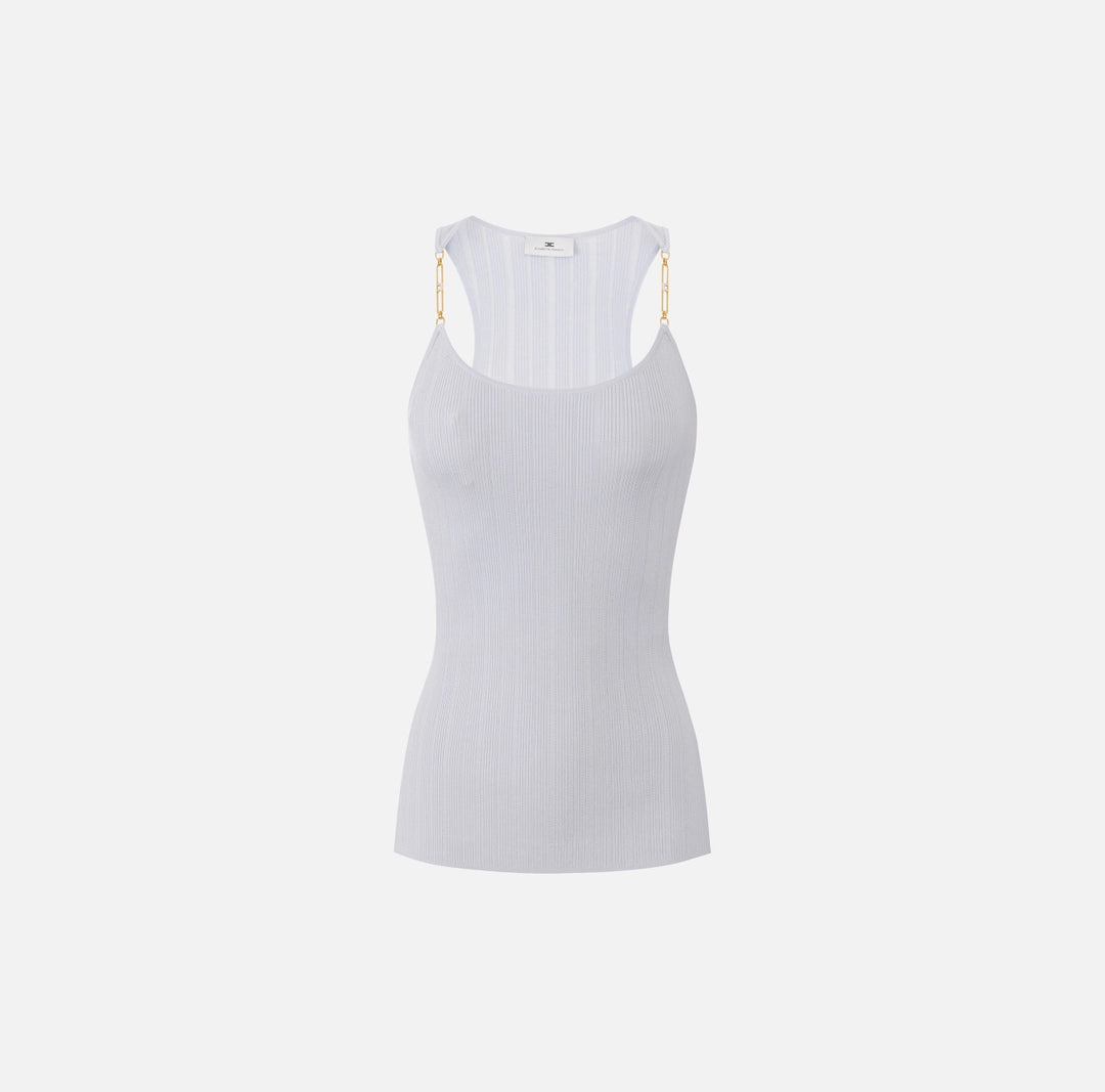 Top in ribbed knit fabric with openwork details