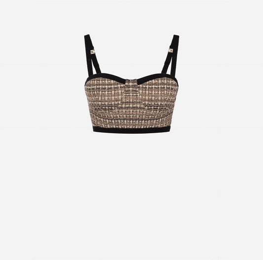Lurex tweed bustier top