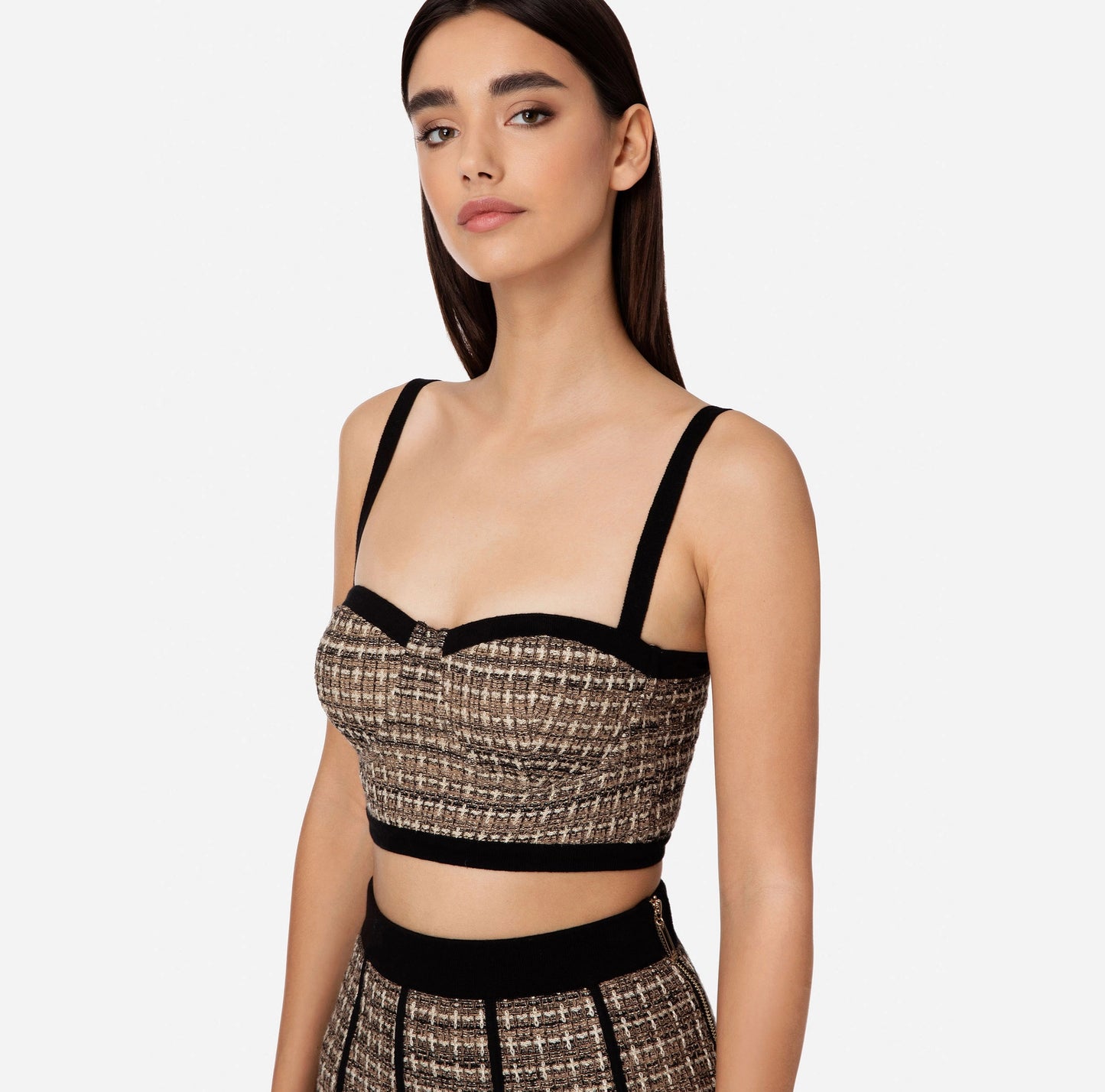 Lurex tweed bustier top