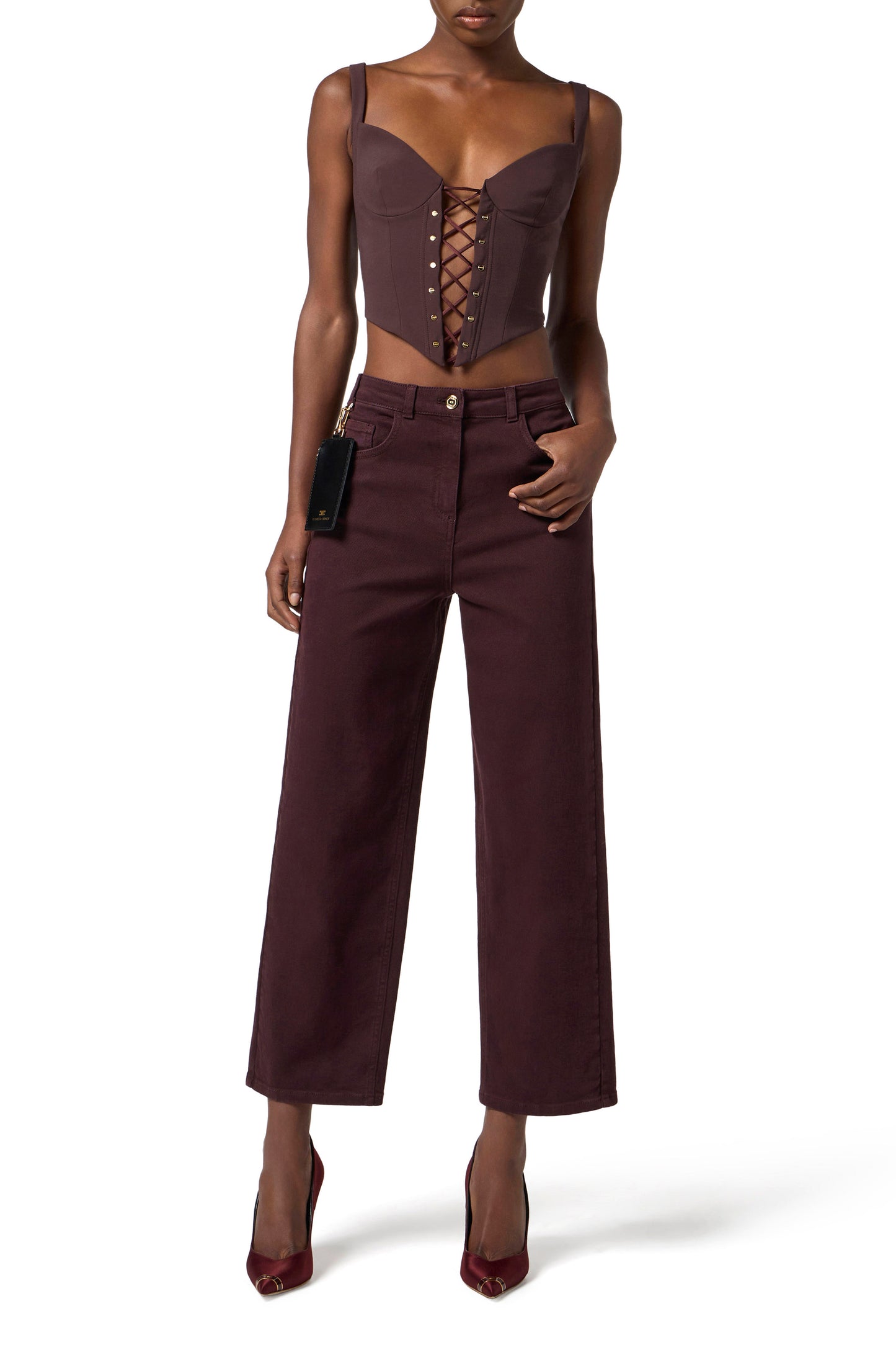 Bustier top in bi-elastic fabric