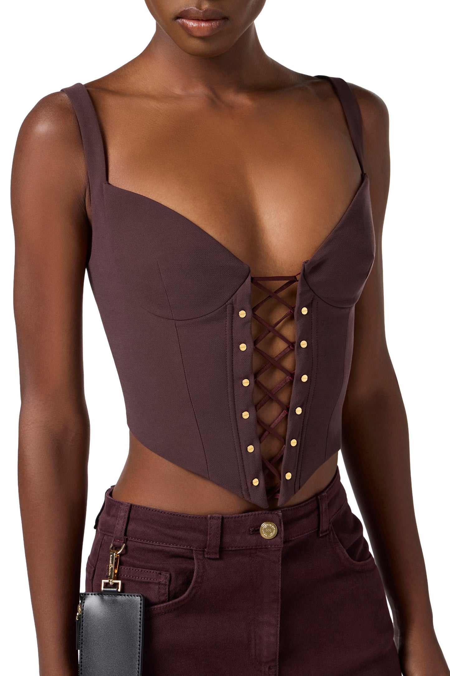 Bustier top in bi-elastic fabric
