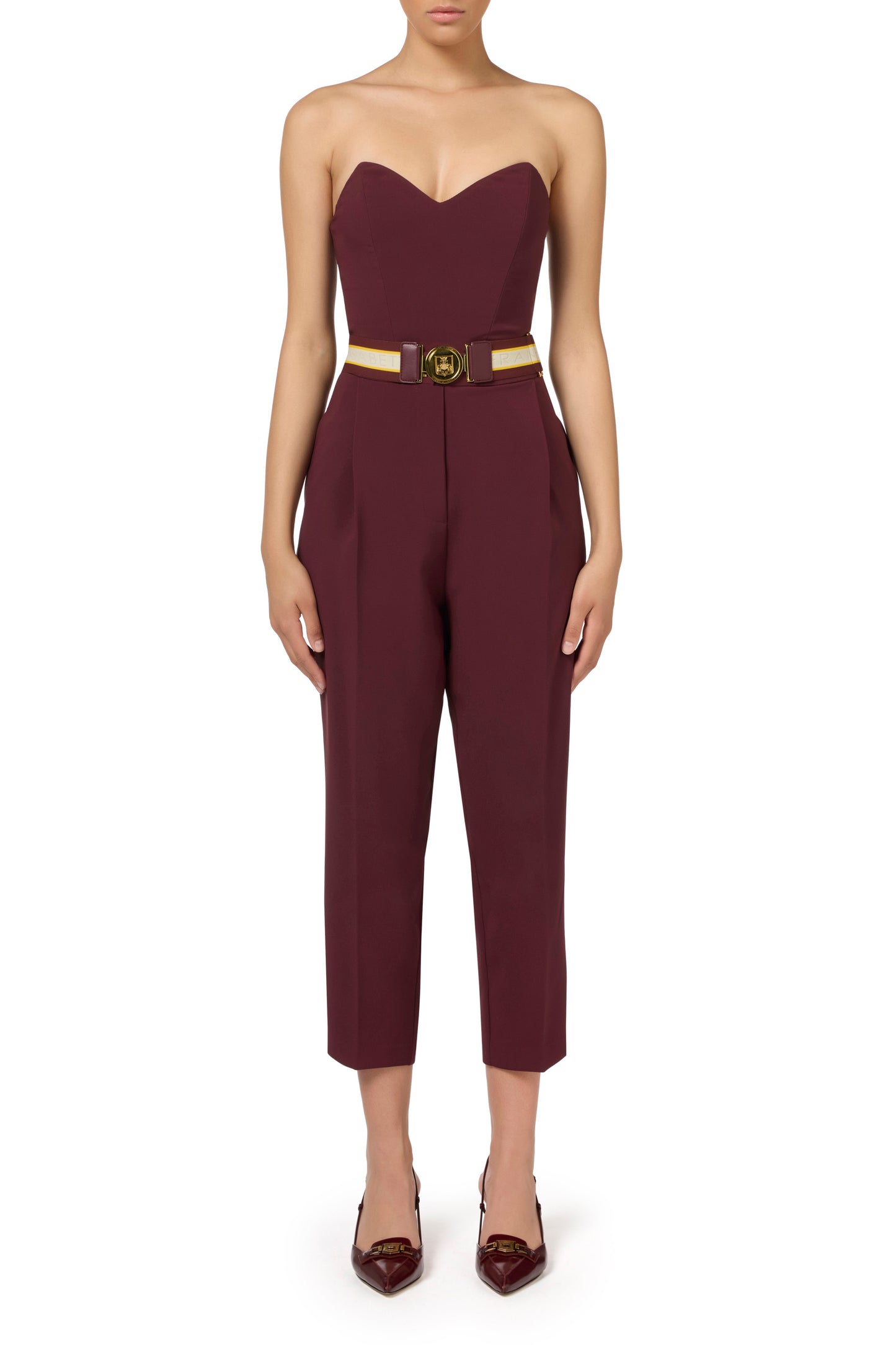 Jumpsuit in stretch crêpe fabric with bustier top
