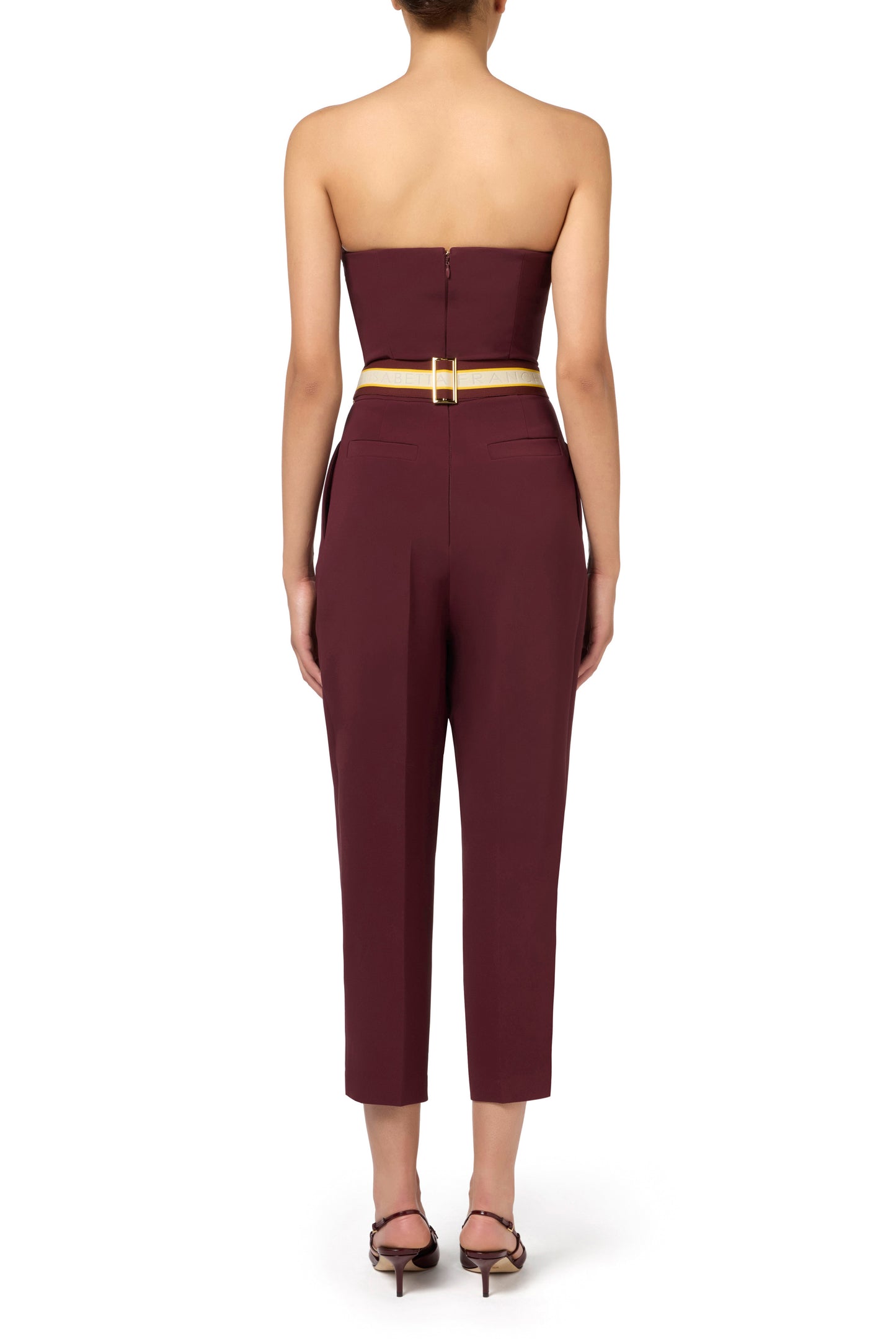 Jumpsuit in stretch crêpe fabric with bustier top