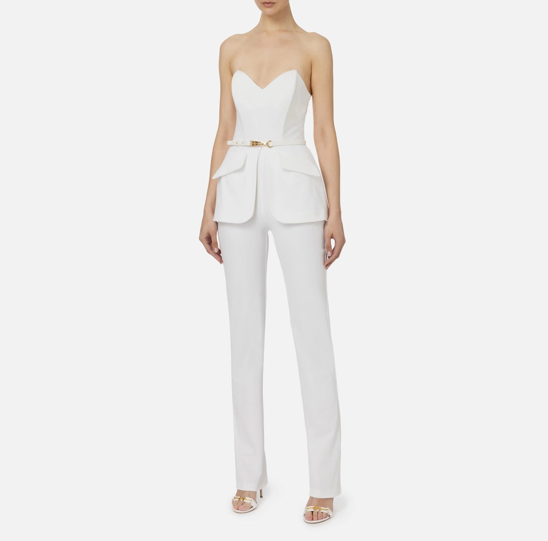 Technical fabric jumpsuit with bodice