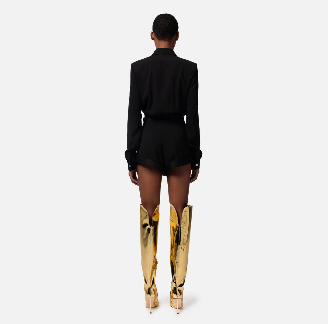 Romper suit in crêpe fabric with embroidery