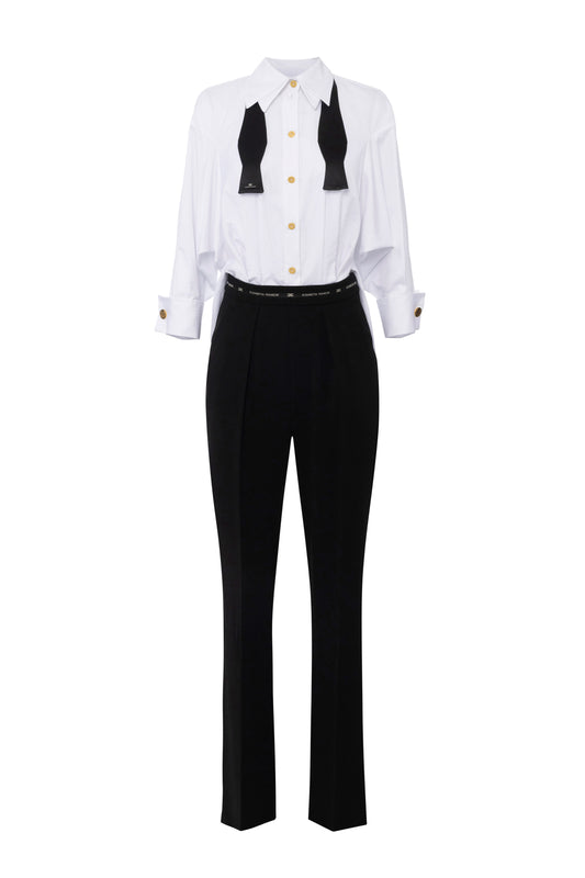 Lightweight crêpe and poplin jumpsuit