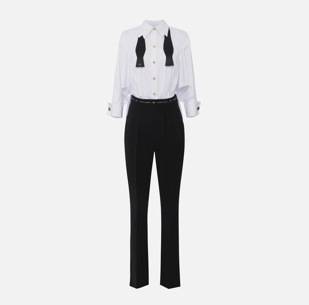 Lightweight crêpe and poplin jumpsuit
