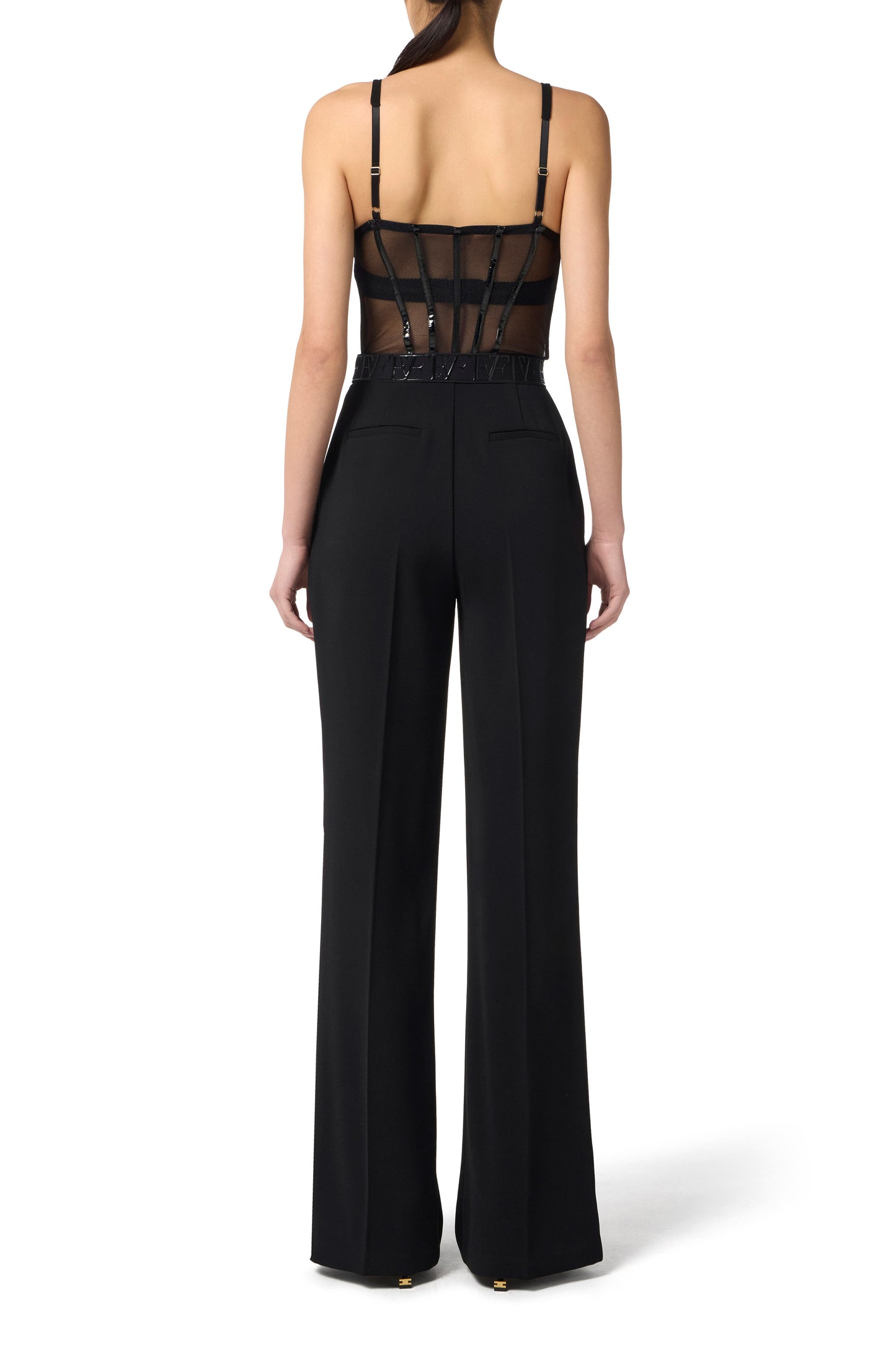 Jumpsuit in lightweight crêpe and tulle fabrics