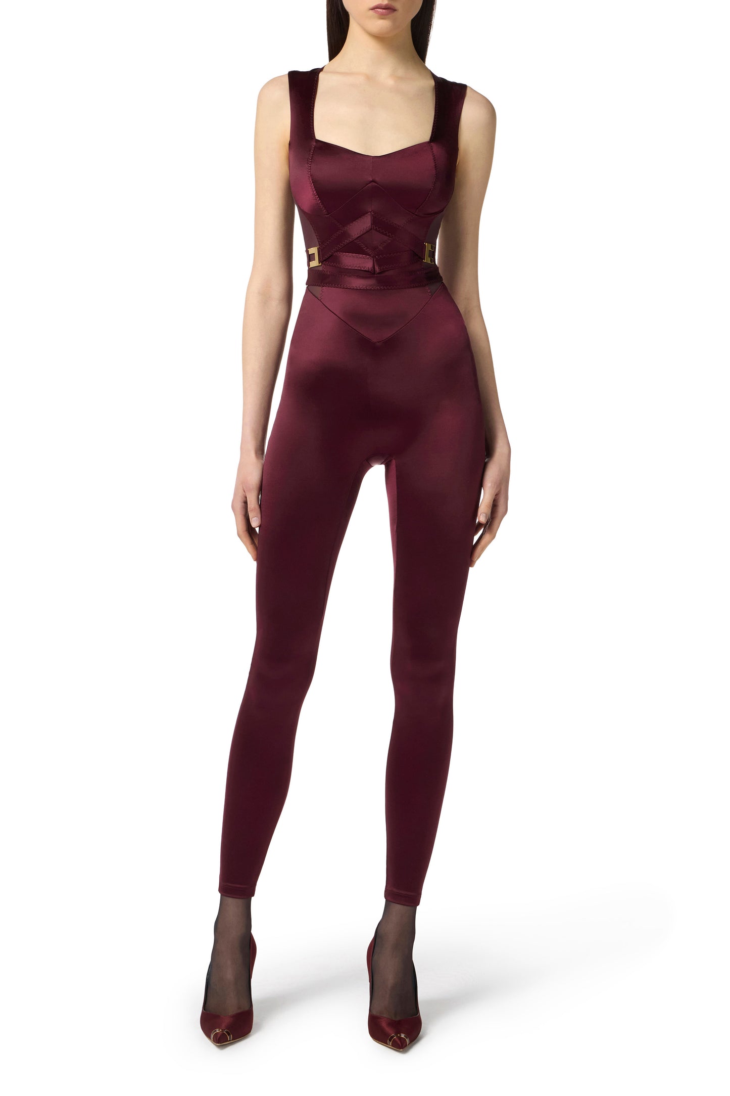 Lycra jumpsuit with jewel logo