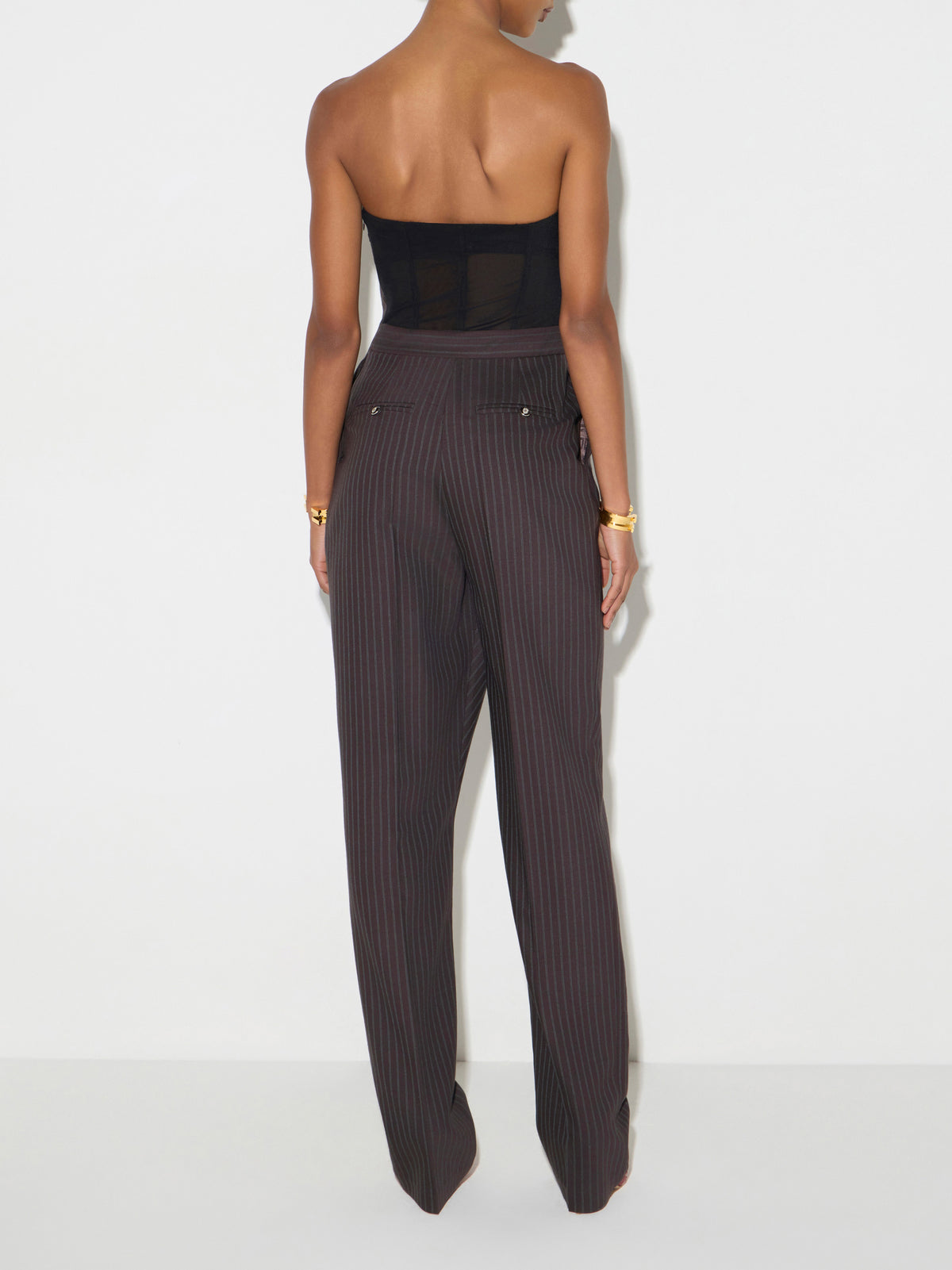 Pinstriped jumpsuit in cool wool fabric