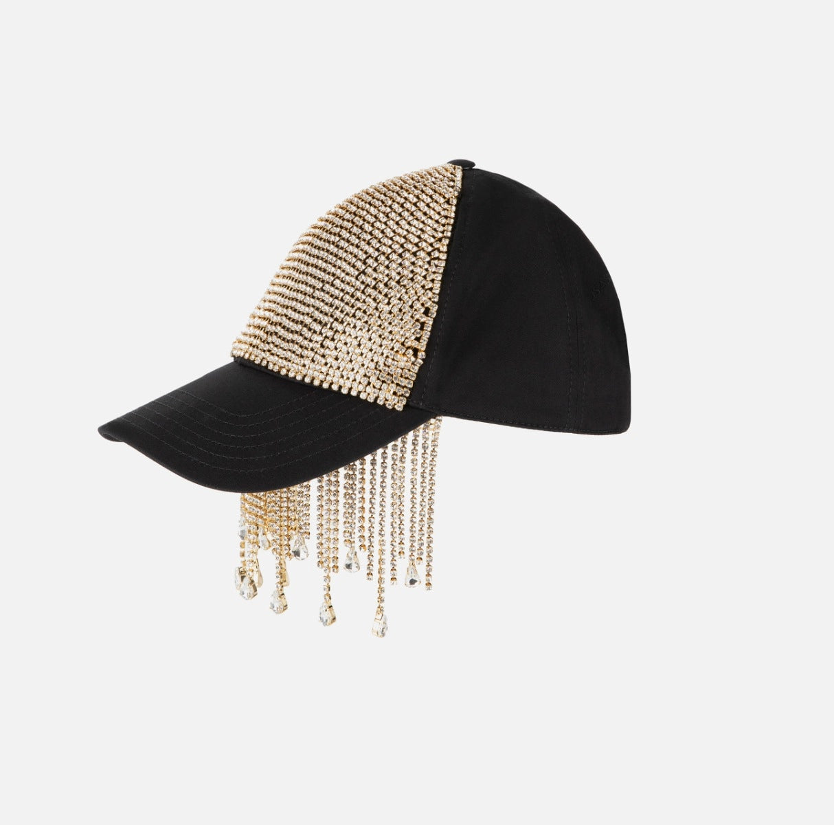 Hat with visor and rhinestones fringe